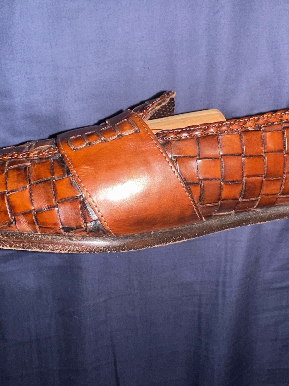 Cole Haan Brown Woven Leather Penny Loafers - Picture 4 of 7